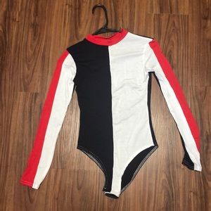 Red, white, and blue bodysuit
